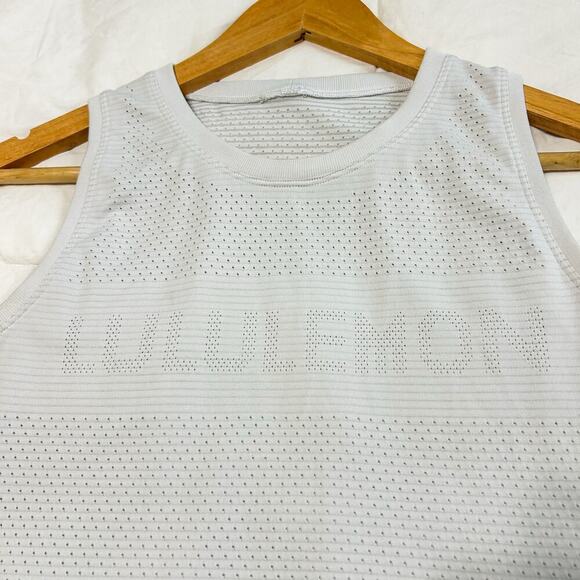 Lululemon Breeze By Muscle Crop Tank Top Off White Light Gray Women’s Size 6 - Picture 5 of 7